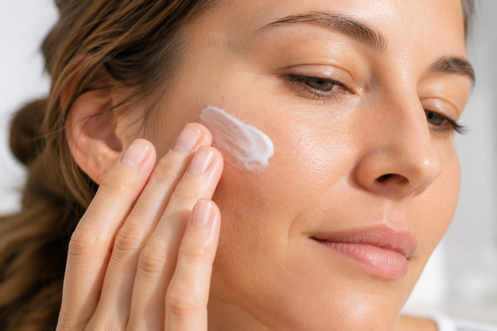 Aplicación de crema hidratante anti manchas