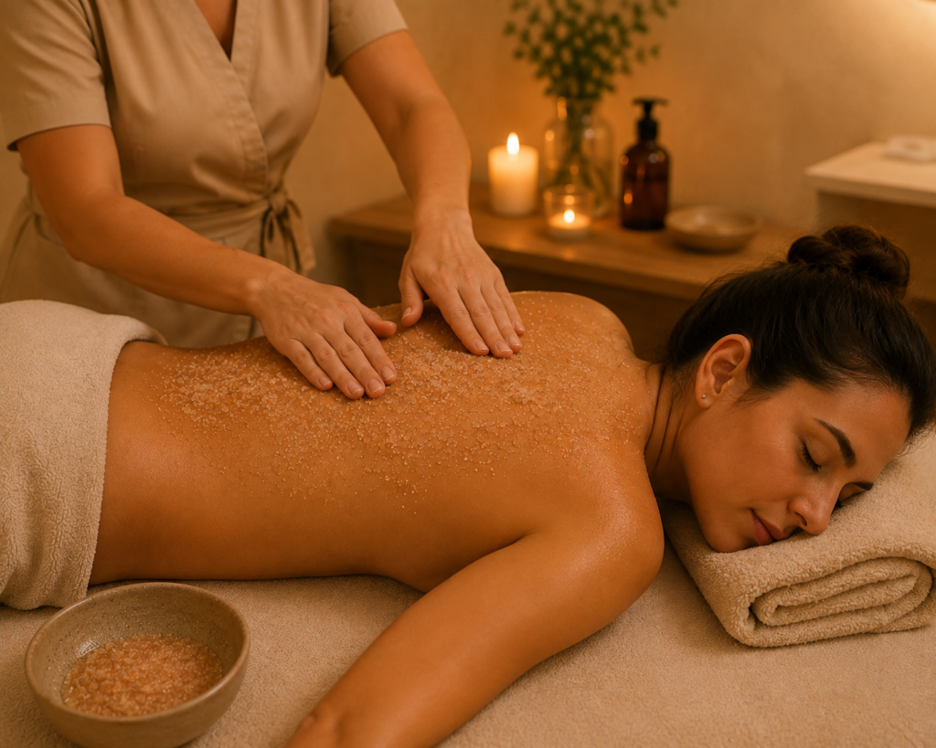 Exfoliación de espalda con masajista