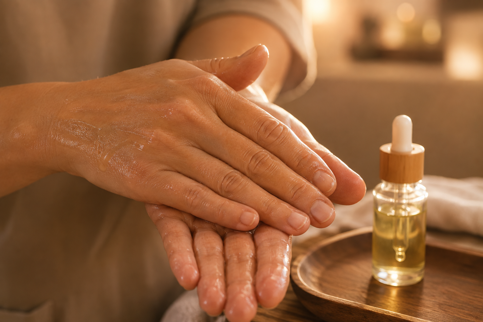 Masaje kobido en Palafrugell: aceite facial en un ambiente acogedor