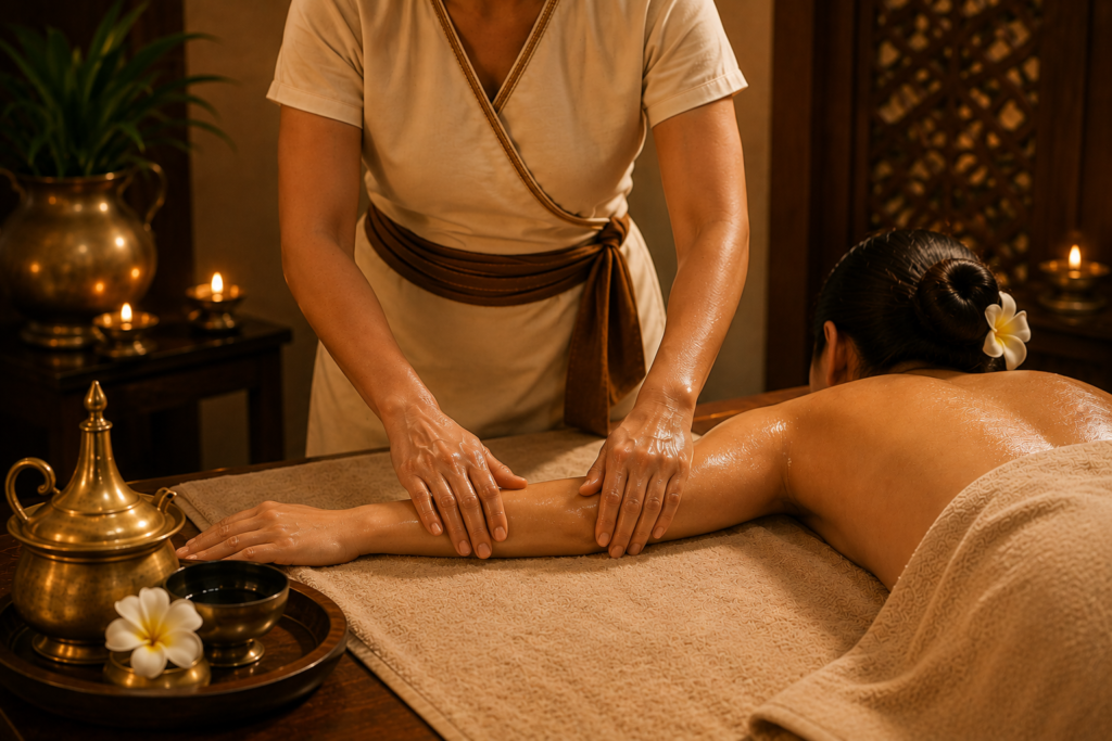 Masaje ayurveda en Palafrugell: masaje en los brazos