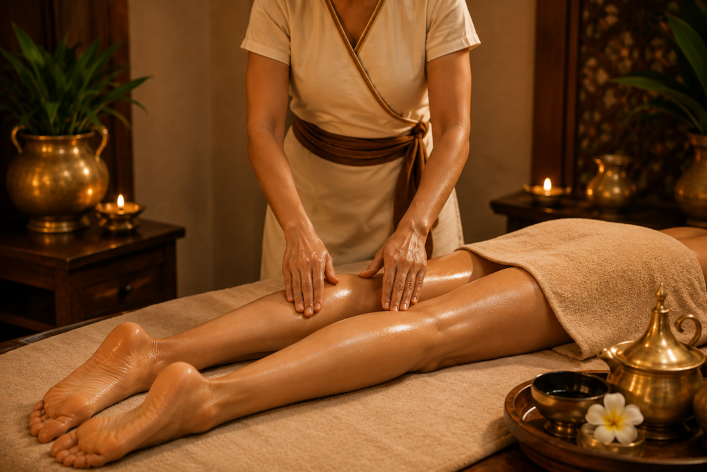 Masaje ayurveda en Palafrugell: masaje en las piernas