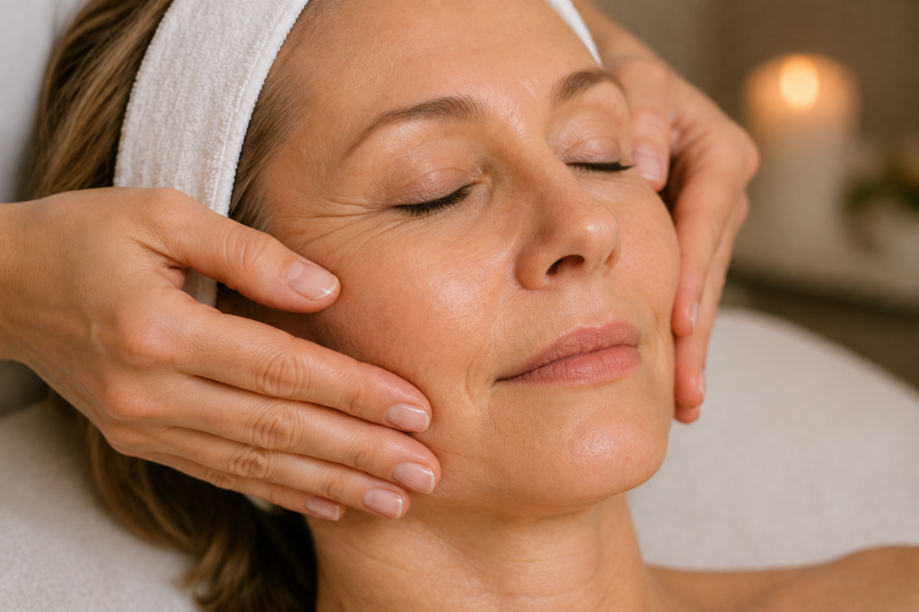 Masaje facial rejuvenecedor en spa