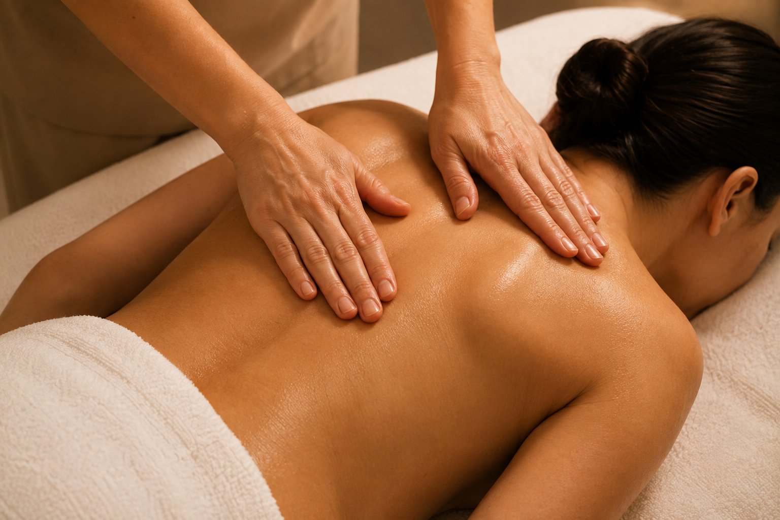Masaje relajante en la espalda en spa