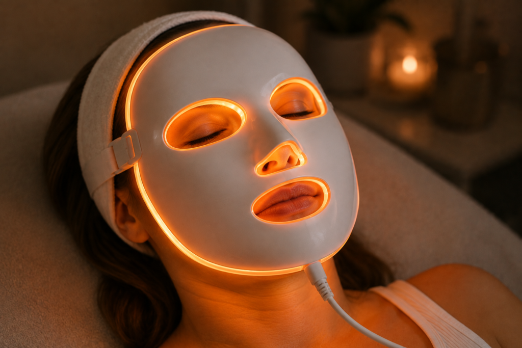 Mascarilla facial LED para rejuvenecimiento en spa