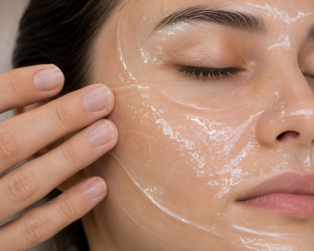 Mascarilla facial de gel calmante para pieles sensibles