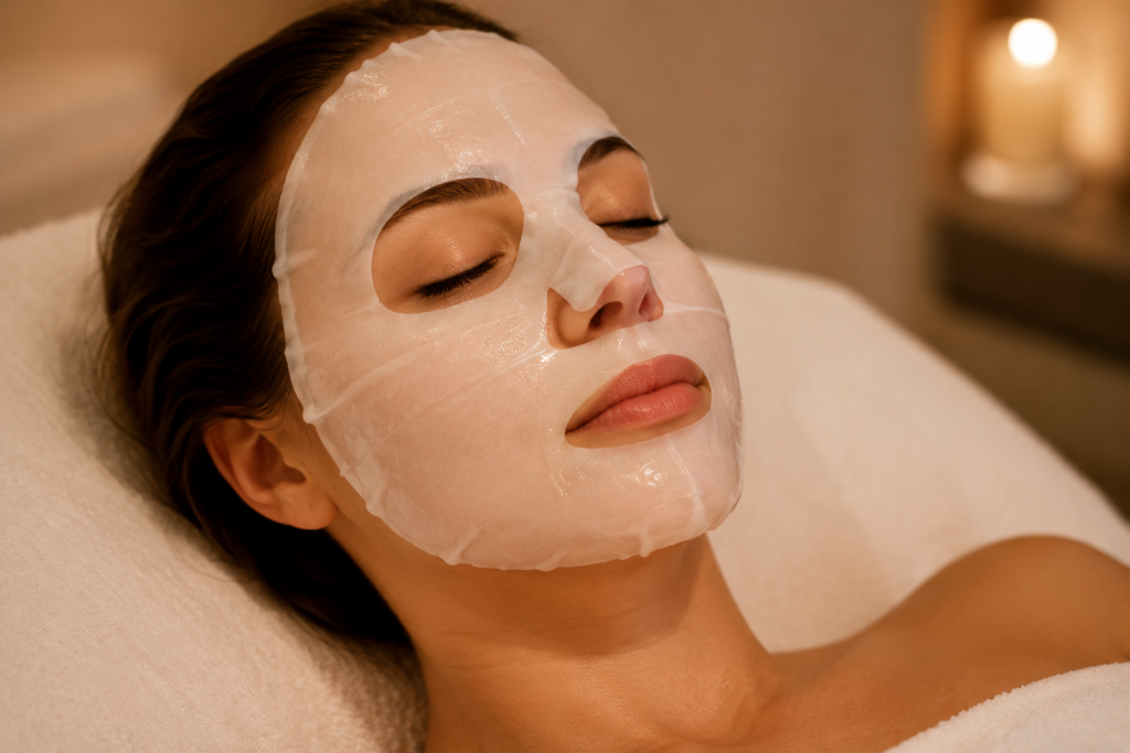Mascarilla facial revitalizante en spa