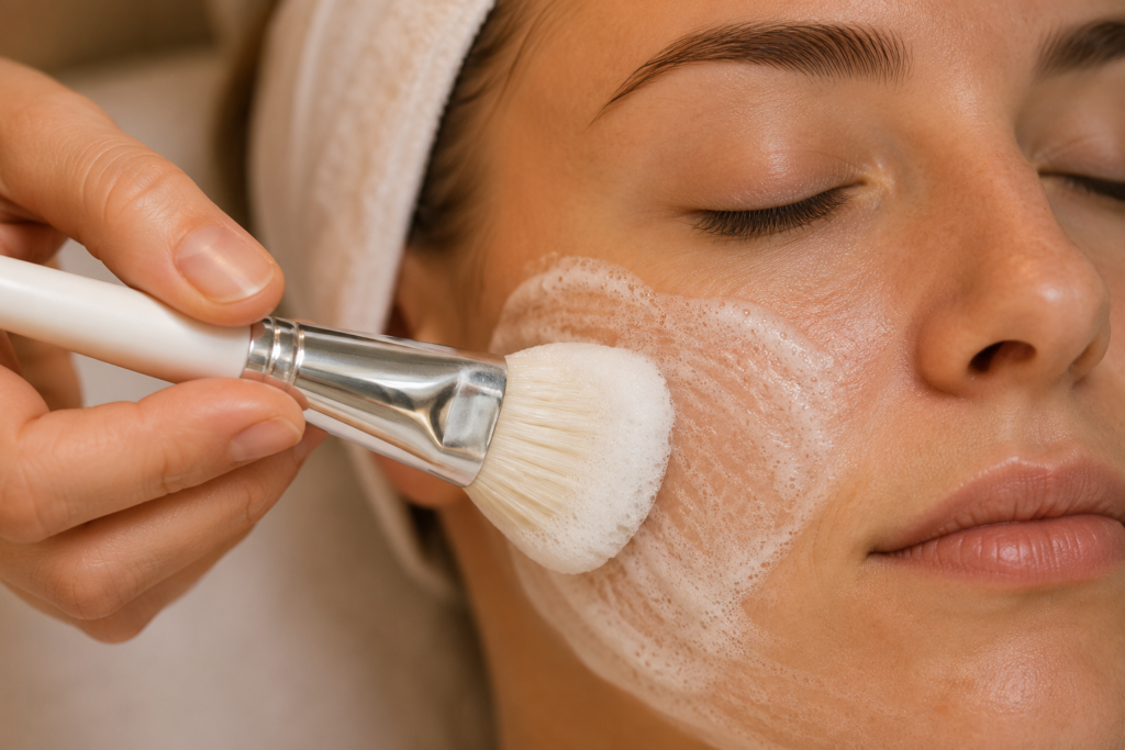 Limpieza facial con brocha y espuma limpiadora