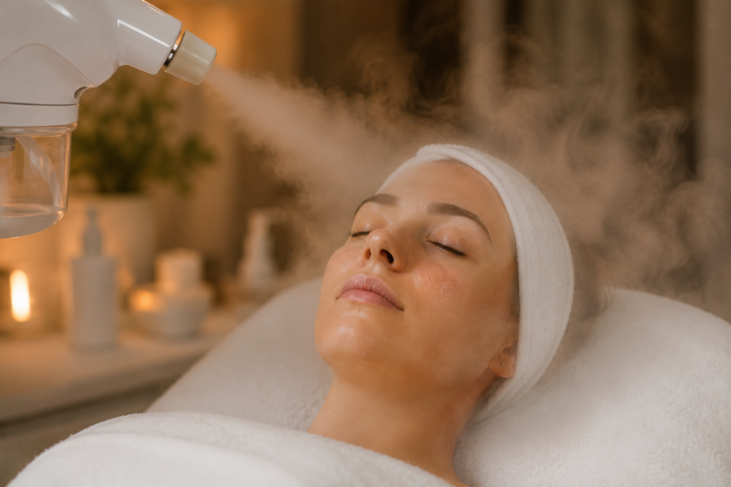 Aplicación de vapor facial para abrir los poros